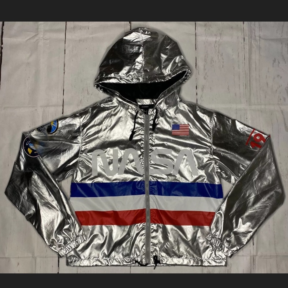 Forever 21 NASA Metallic Graphic Windbreaker